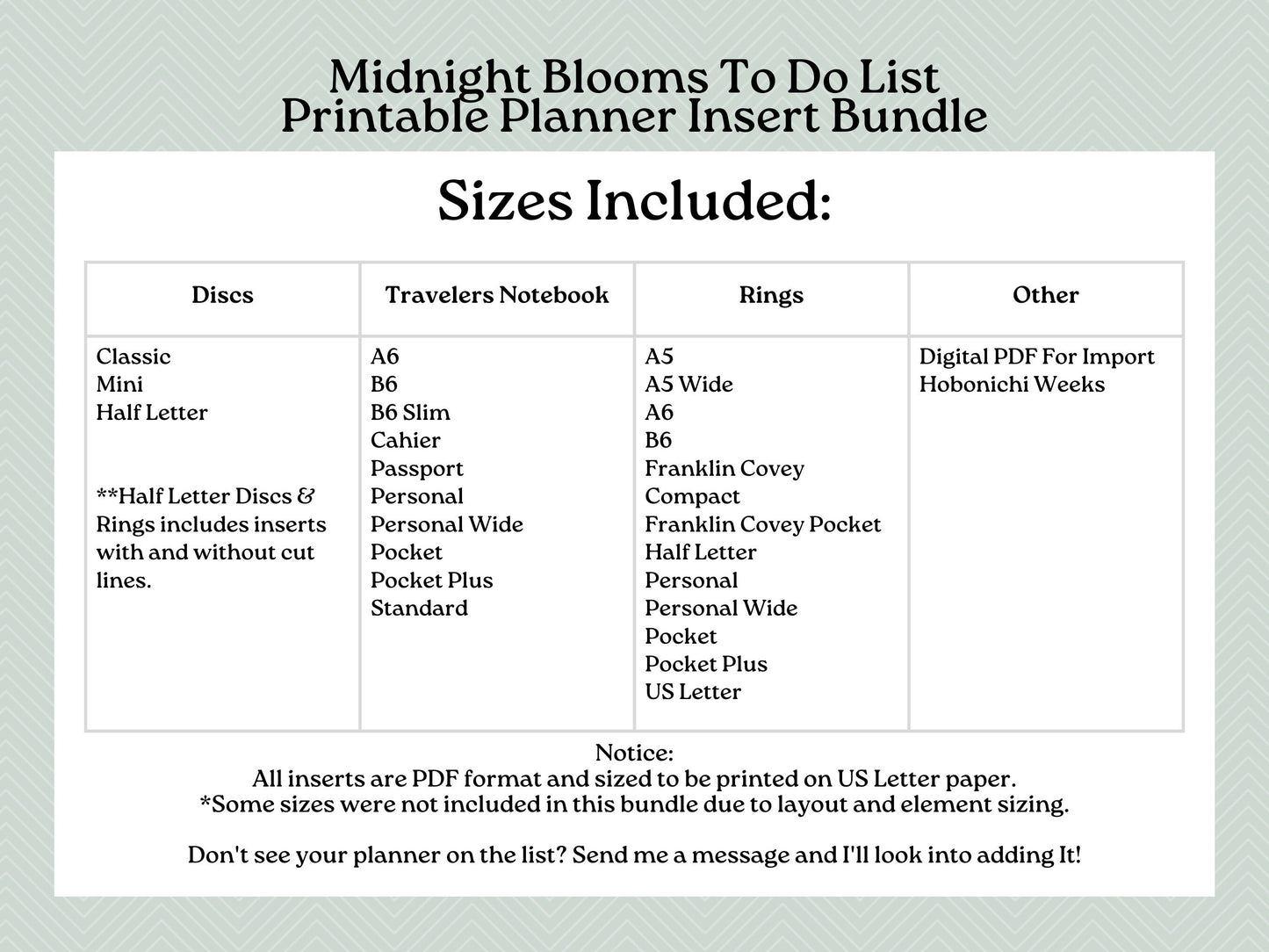 Printable Inserts - Midnight Blooms To Do List