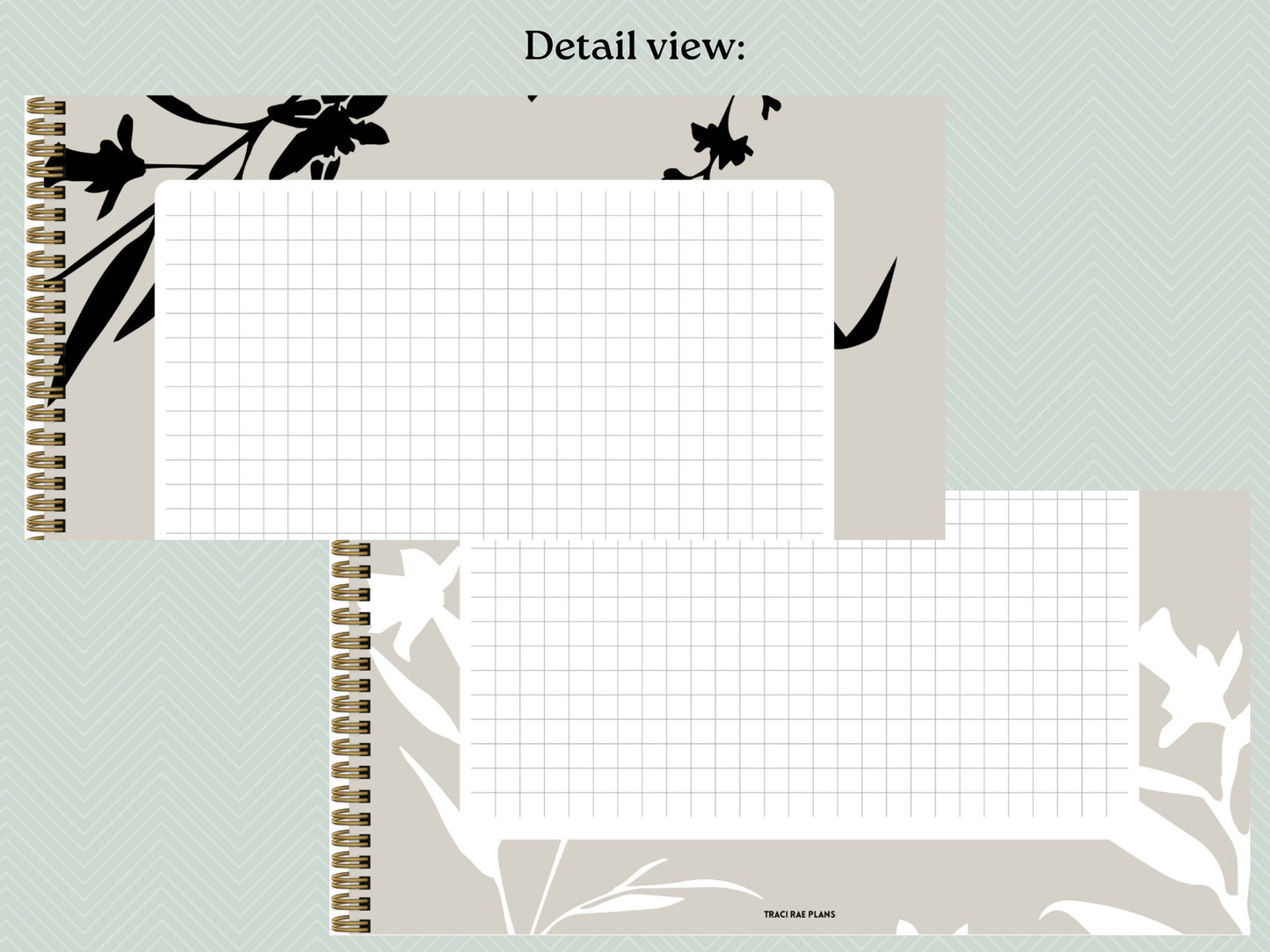 Digital Notebook Bundle - Silhouette Blooms Grid Notes