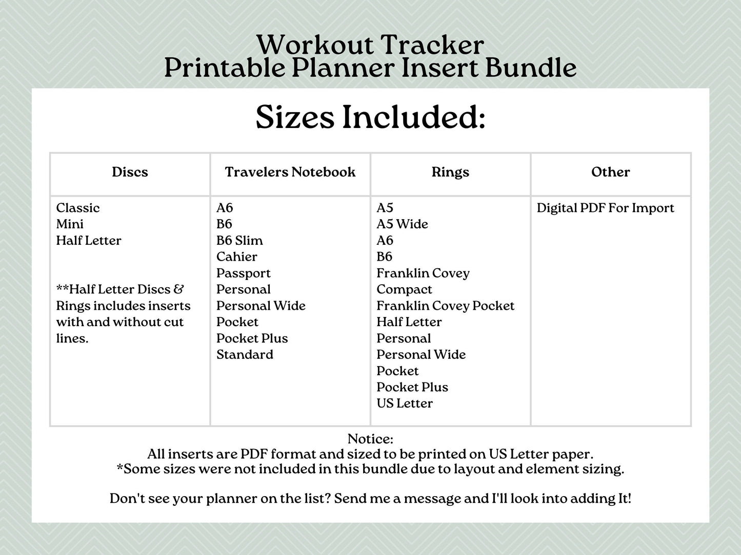 Printable Inserts - Midnight Blooms Workout Tracker