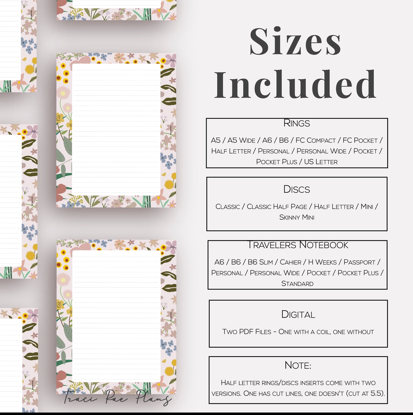 Printable Inserts - Midnight Garden Lined Notes