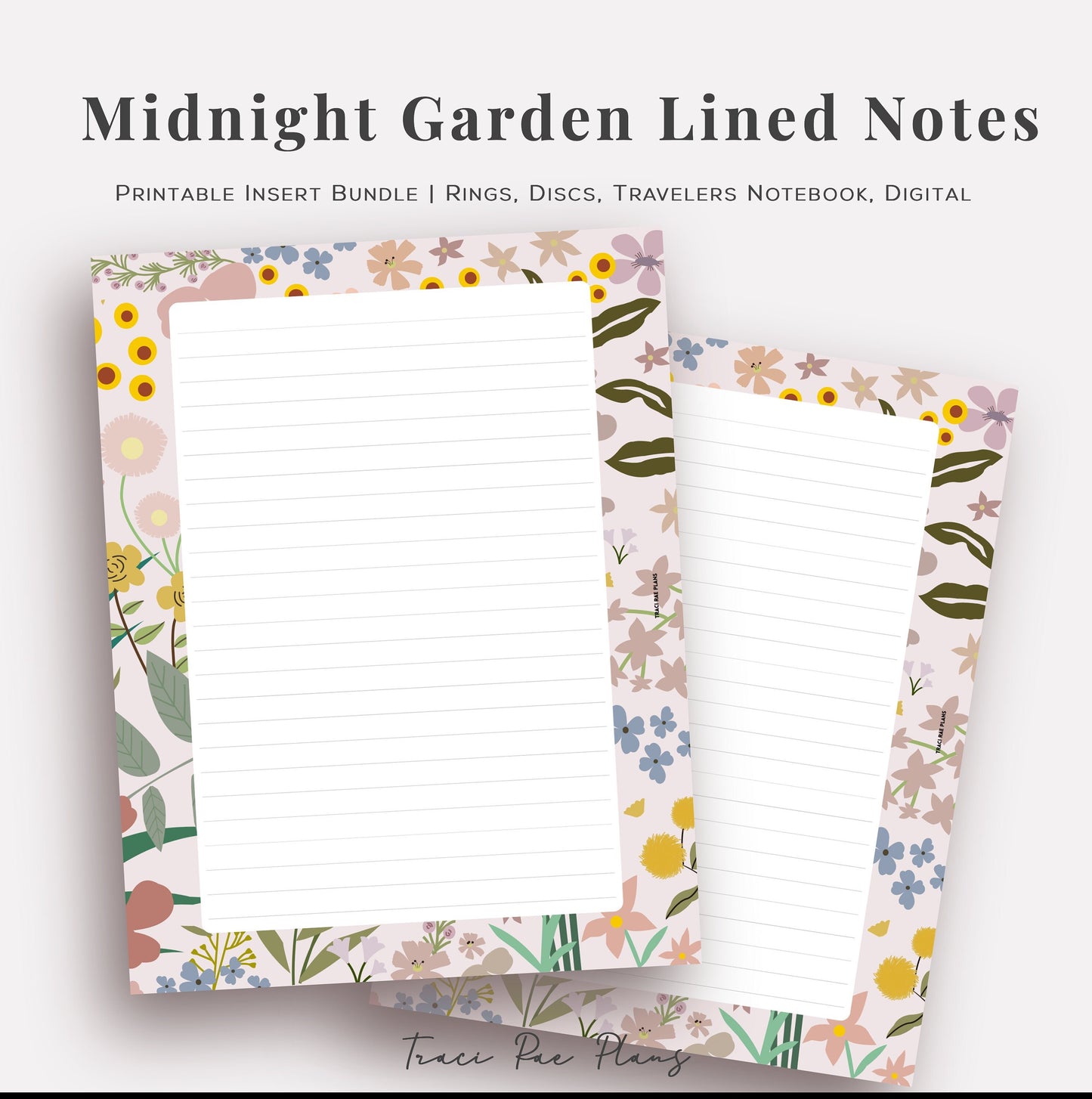 Printable Inserts - Midnight Garden Lined Notes