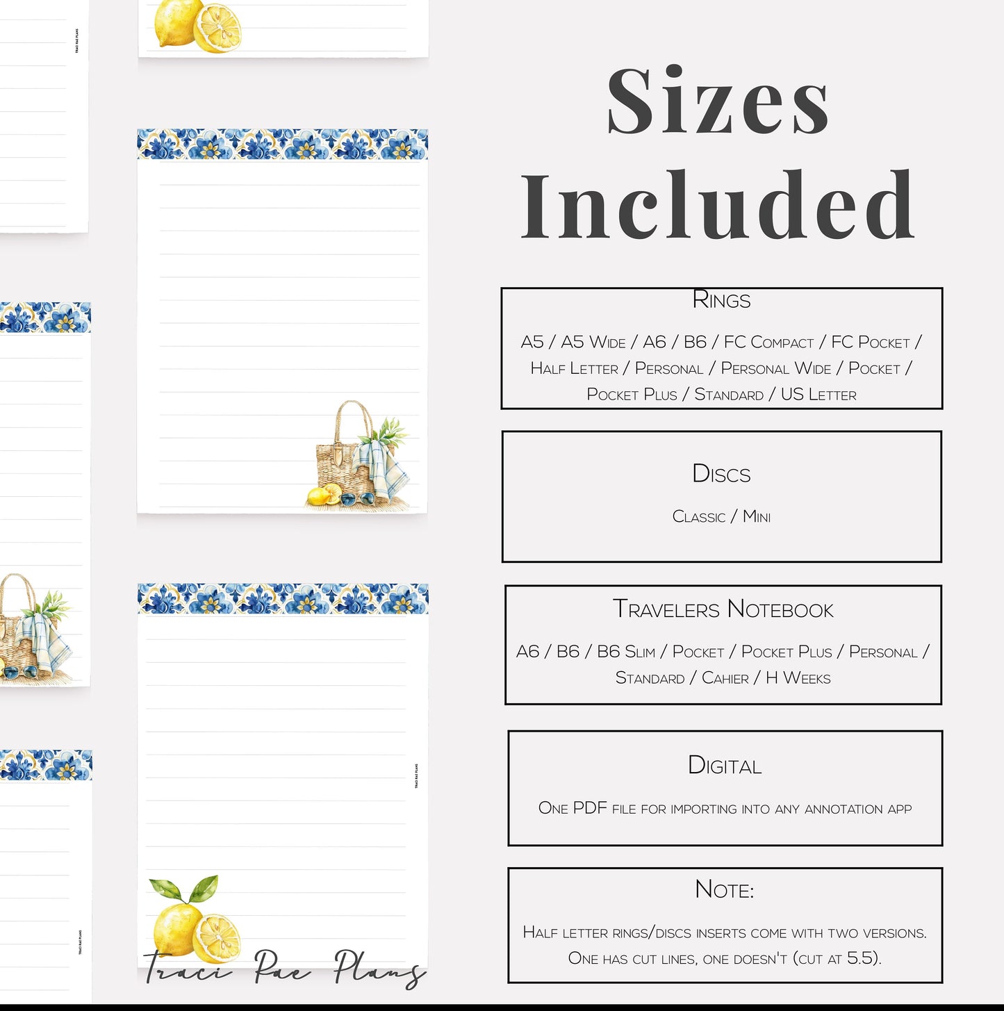 Printable Inserts - Lined Lemon Notes