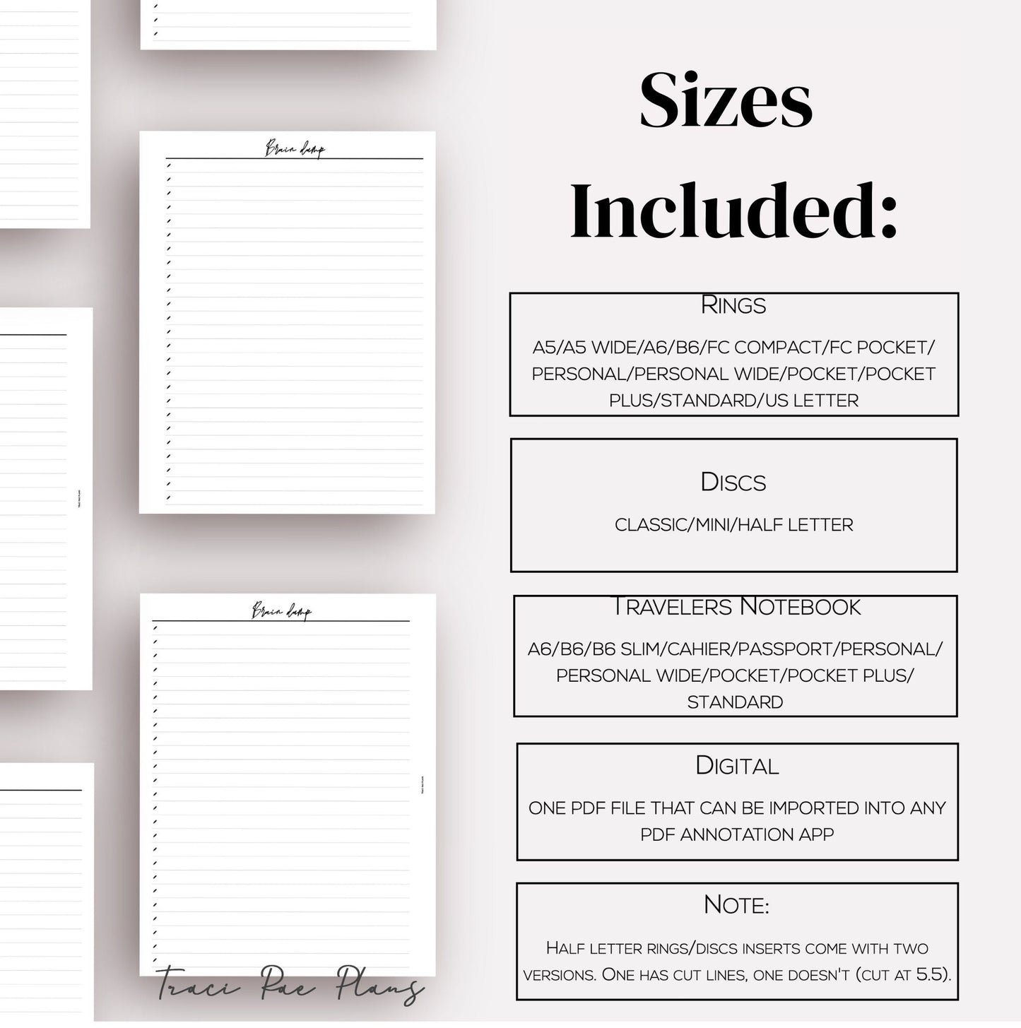 Minimal Brain Dump Printable Inserts