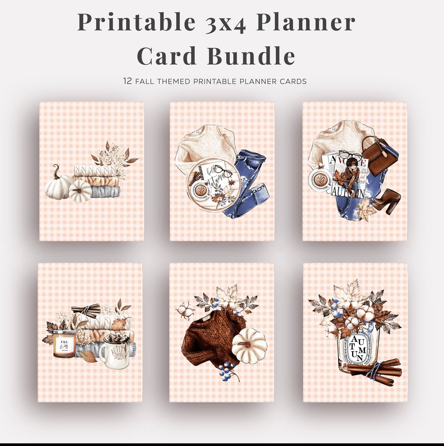 Printable 3x4 Planner Cards Hello Fall