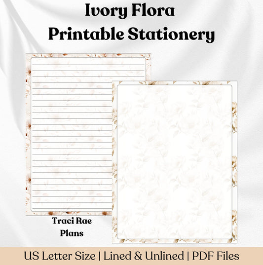 Printable Stationery - Ivory Flora