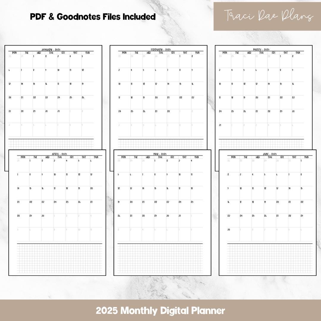 2025 Monday Start Digital Planner | PDF & Goodnotes