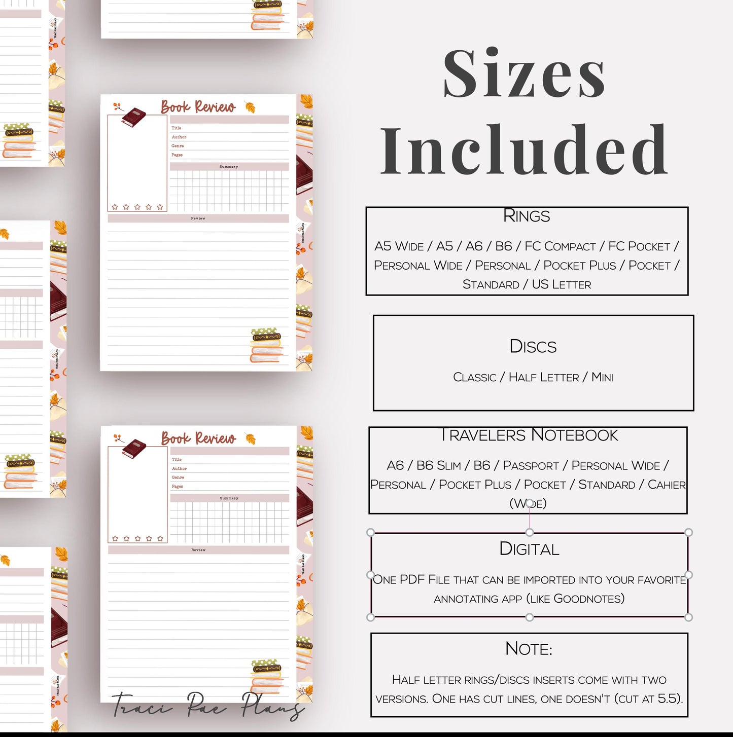 Printable Inserts - Cozy Fall Book Review