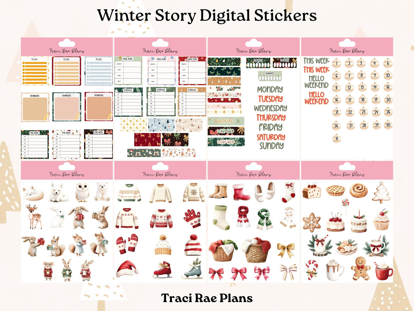 Winter Story Pre-Cropped Digital Stickers